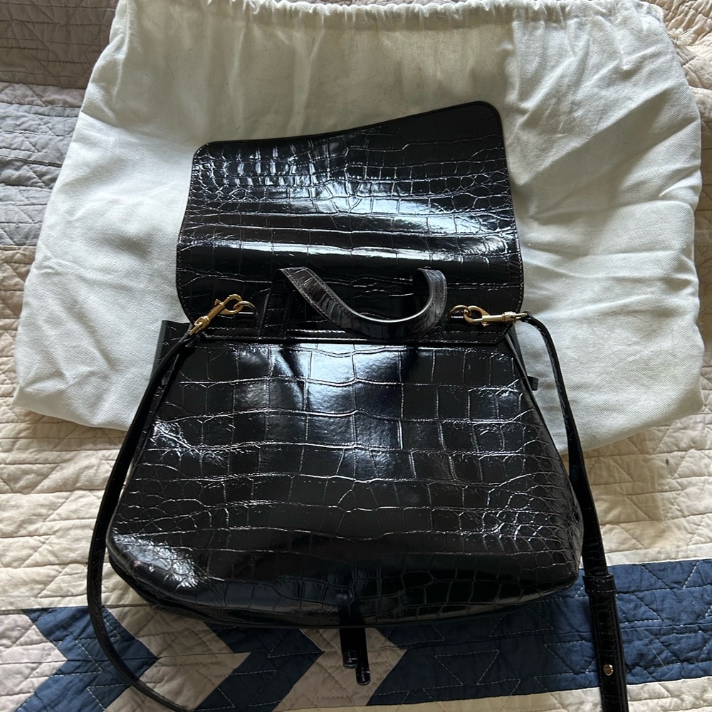 Mansur Gavriel Black Croc-Embossed Soft Lady Bag FA 2019 - Picture 11 of 12